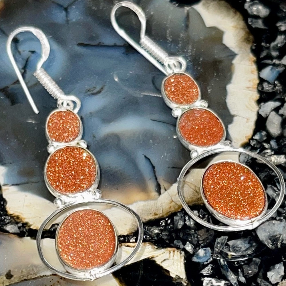 Lightweight Golden Sandstone Earrings 2 1/2” - Picture 15 of 17
